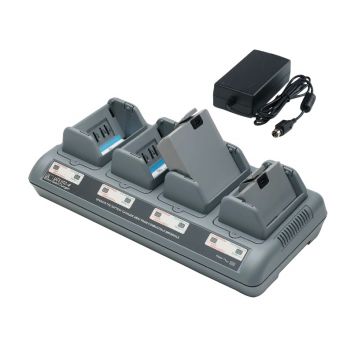 Caricabatterie "QUAD" UK - 4 batterie per stampante mobile Zebra delle serie QL, QLn, RW, ZQ500 e P4T.